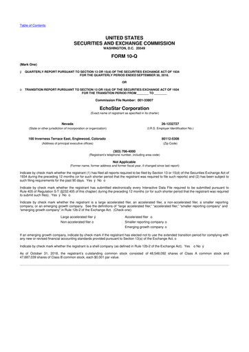 Thumbnail EchoStar 10-Q Quarterly Report FY2018 