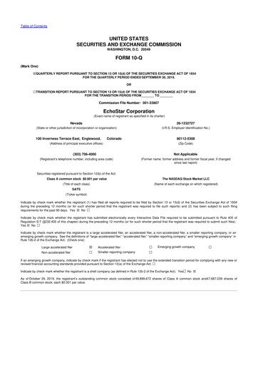Thumbnail EchoStar 10-Q Quarterly Report FY2019 