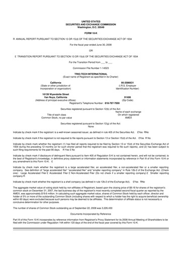 Thumbnail Trio-Tech International 10-K Annual Report 2008