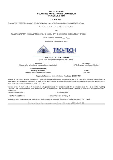 Thumbnail Trio-Tech International 10-Q Quarterly Report FY2008-11-14 