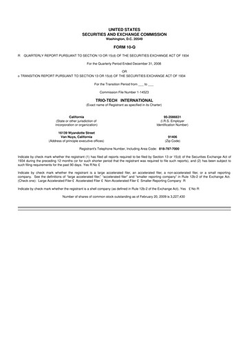 Thumbnail Trio-Tech International 10-Q Quarterly Report FY2009-02-23 