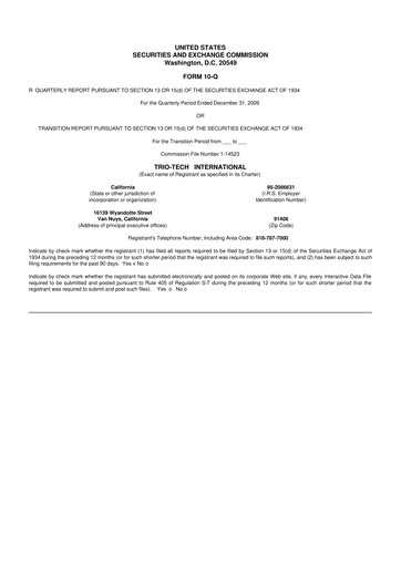 Thumbnail Trio-Tech International 10-Q Quarterly Report FY2010-02-16 