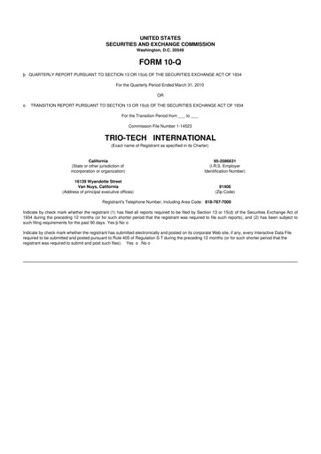 Thumbnail Trio-Tech International 10-Q Quarterly Report FY2010-05-17 