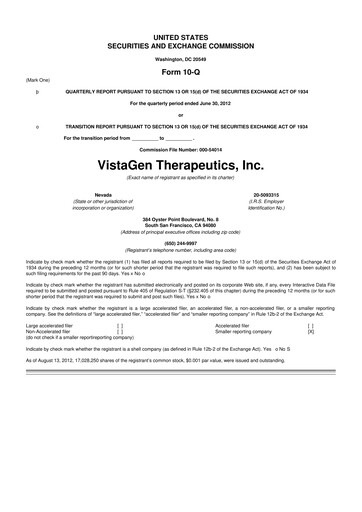 Thumbnail VistaGen Therapeutics
 10-Q Quarterly Report FY2013 
