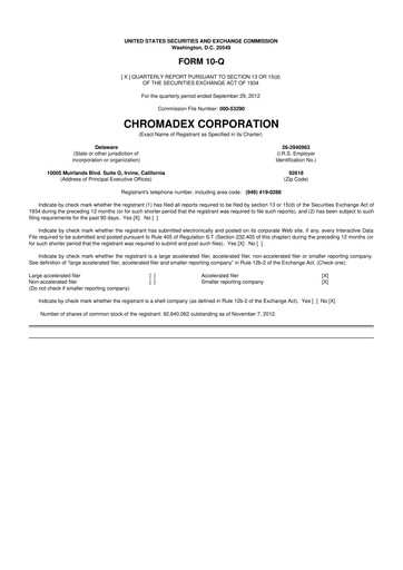 Thumbnail Niagen Bioscience 10-Q Quarterly Report FY2012 