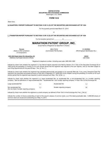 Vorschaubild MARA Holdings
 10-Q Quartalsbericht 2014 