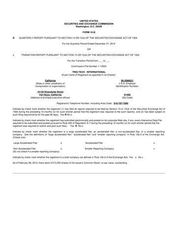 Thumbnail Trio-Tech International 10-Q Quarterly Report FY2015 Q2