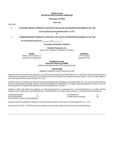Thumbnail VistaGen Therapeutics
 10-Q Quarterly Report FY2015 