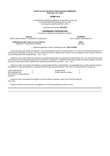 Thumbnail Niagen Bioscience 10-Q Quarterly Report FY2015 