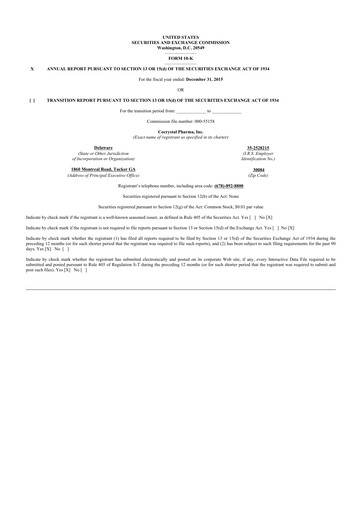 Thumbnail Cocrystal Pharma
 10-K Annual Report 2015