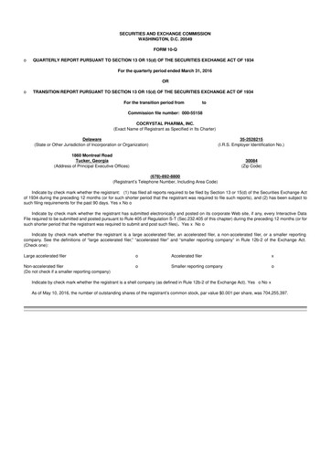 Thumbnail Cocrystal Pharma
 10-Q Quarterly Report FY2016 