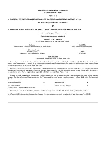 Thumbnail Cocrystal Pharma
 10-Q Quarterly Report FY2016 
