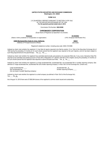 Thumbnail Niagen Bioscience 10-Q Quarterly Report FY2016 