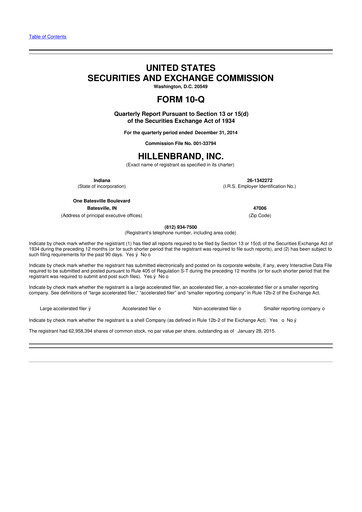 Thumbnail Hillenbrand 10-Q Quarterly Report FY2015 