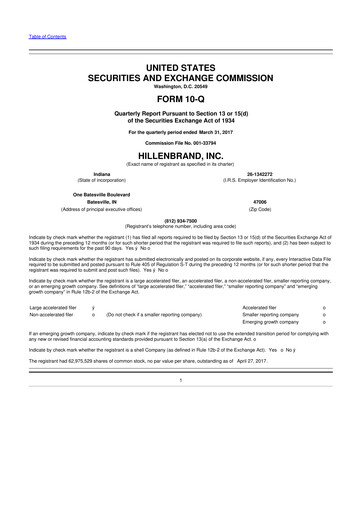 Thumbnail Hillenbrand 10-Q Quarterly Report FY2017 