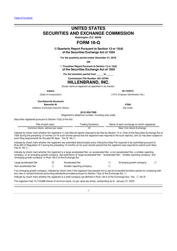 Thumbnail Hillenbrand 10-Q Quarterly Report FY2020 