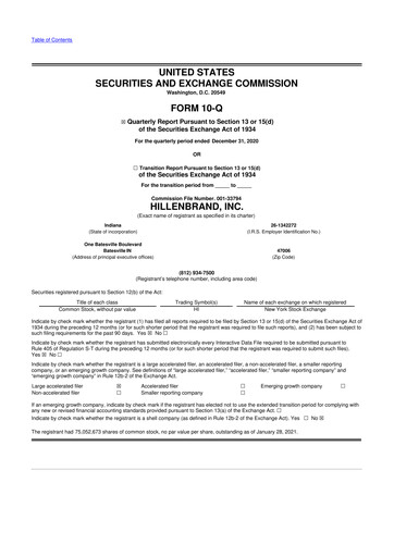 Thumbnail Hillenbrand 10-Q Quarterly Report FY2021 