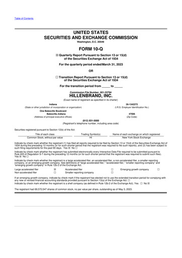 Thumbnail Hillenbrand 10-Q Quarterly Report FY2023 