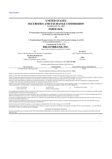 Thumbnail Hillenbrand 10-K Annual Report 2023