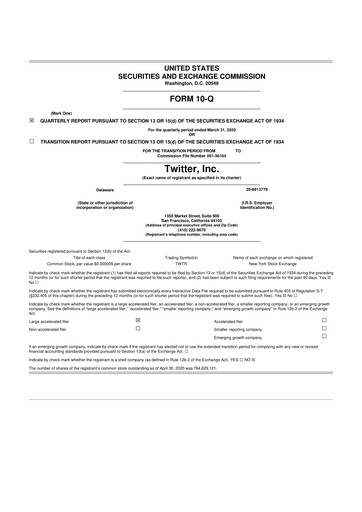 Thumbnail Twitter 10-Q Quarterly Report FY2020 