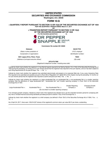 Thumbnail Keurig Dr Pepper 10-Q Quarterly Report FY2017 