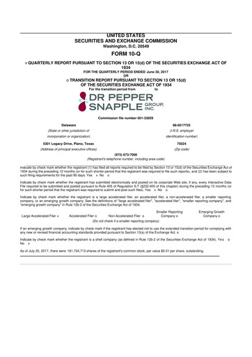 Thumbnail Keurig Dr Pepper 10-Q Quarterly Report FY2017 