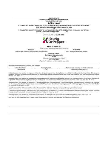 Thumbnail Keurig Dr Pepper 10-Q Quarterly Report FY2023 