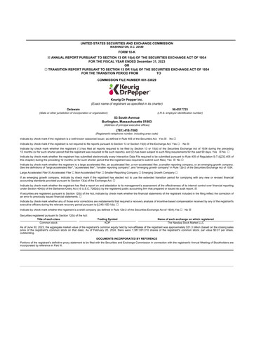 Thumbnail Keurig Dr Pepper 10-K Annual Report 2023