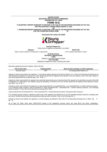 Thumbnail Keurig Dr Pepper 10-Q Quarterly Report FY2024 