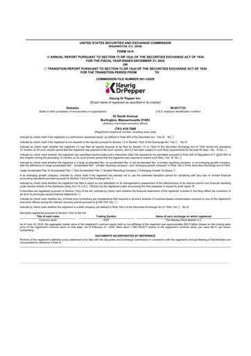 Thumbnail Keurig Dr Pepper 10-K Annual Report 2024