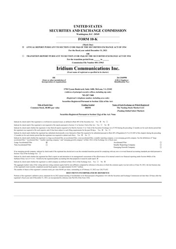 Thumbnail Iridium Communications 10-K Annual Report 2021