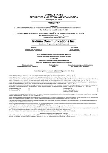 Thumbnail Iridium Communications 10-K Annual Report 2025