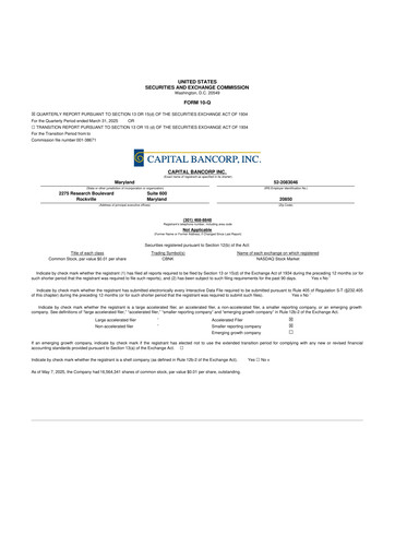 Vorschaubild Capital Bancorp 10-Q Quartalsbericht 2025 