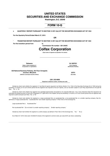 Miniature Enovis 10-Q Rapport trimestriel 2015 