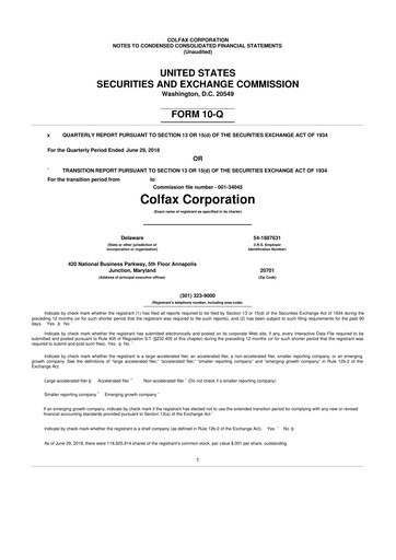 Miniature Enovis 10-Q Rapport trimestriel 2018 