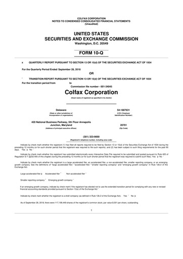 Miniature Enovis 10-Q Rapport trimestriel 2018 