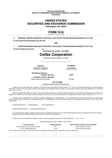 Miniature Enovis 10-Q Rapport trimestriel 2019 