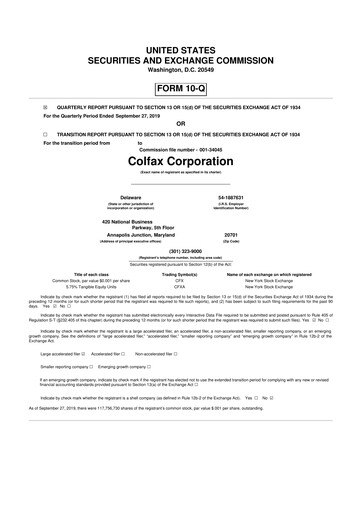 Miniature Enovis 10-Q Rapport trimestriel 2019 