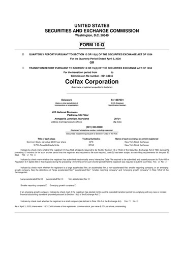 Miniature Enovis 10-Q Rapport trimestriel 2020 