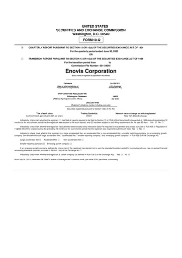 Miniature Enovis 10-Q Rapport trimestriel 2023 