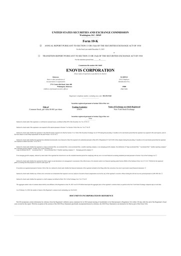 Miniature Enovis 10-K Rapport annuel 2023