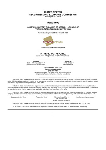 Thumbnail Intrepid Potash
 10-Q Quarterly Report FY 