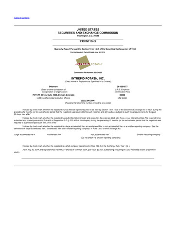 Thumbnail Intrepid Potash
 10-Q Quarterly Report FY2014 