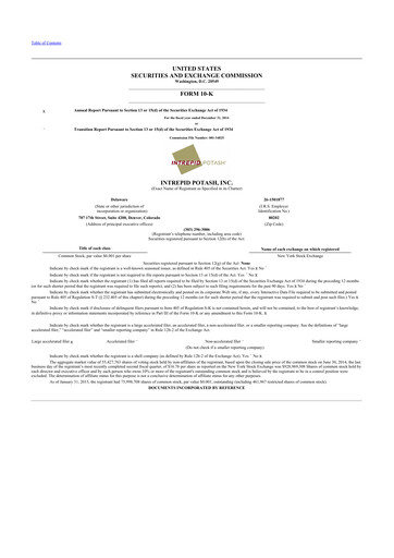 Thumbnail Intrepid Potash
 10-K Annual Report 2014