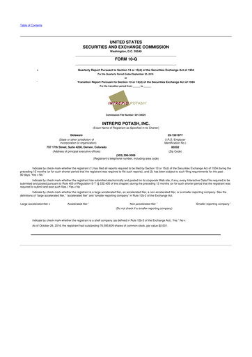 Thumbnail Intrepid Potash
 10-Q Quarterly Report FY2016 