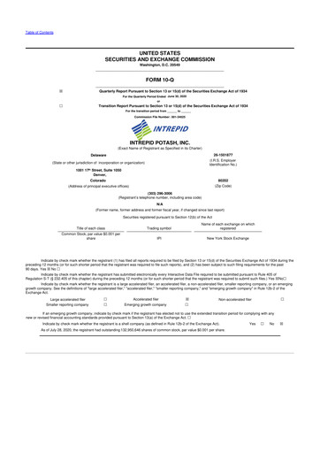 Thumbnail Intrepid Potash
 10-Q Quarterly Report FY2020 
