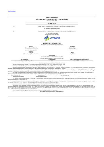 Thumbnail Intrepid Potash
 10-K Annual Report 2021