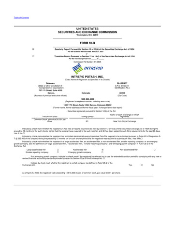 Thumbnail Intrepid Potash
 10-Q Quarterly Report FY2022 