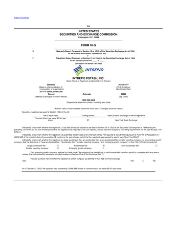 Thumbnail Intrepid Potash
 10-Q Quarterly Report FY2022 