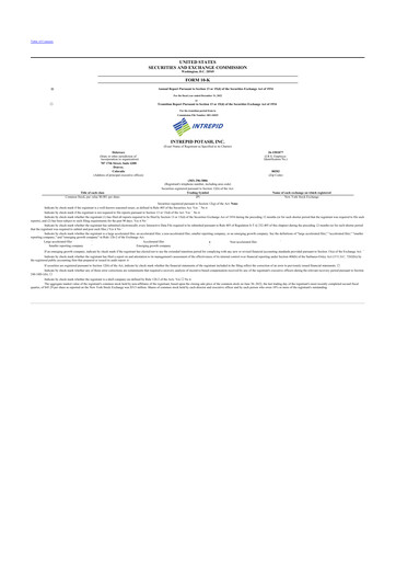 Thumbnail Intrepid Potash
 10-K Annual Report 2022